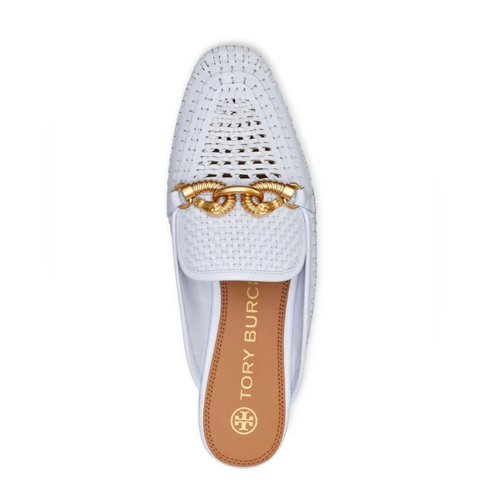EUC Tory Burch Jessa Woven Slide Backless Loafer - Blue - 9.5